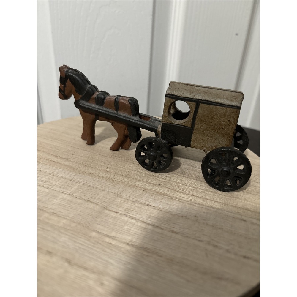 Vintage Cast Iron One Horse Drawn Wagon Toy Vintage One Piece